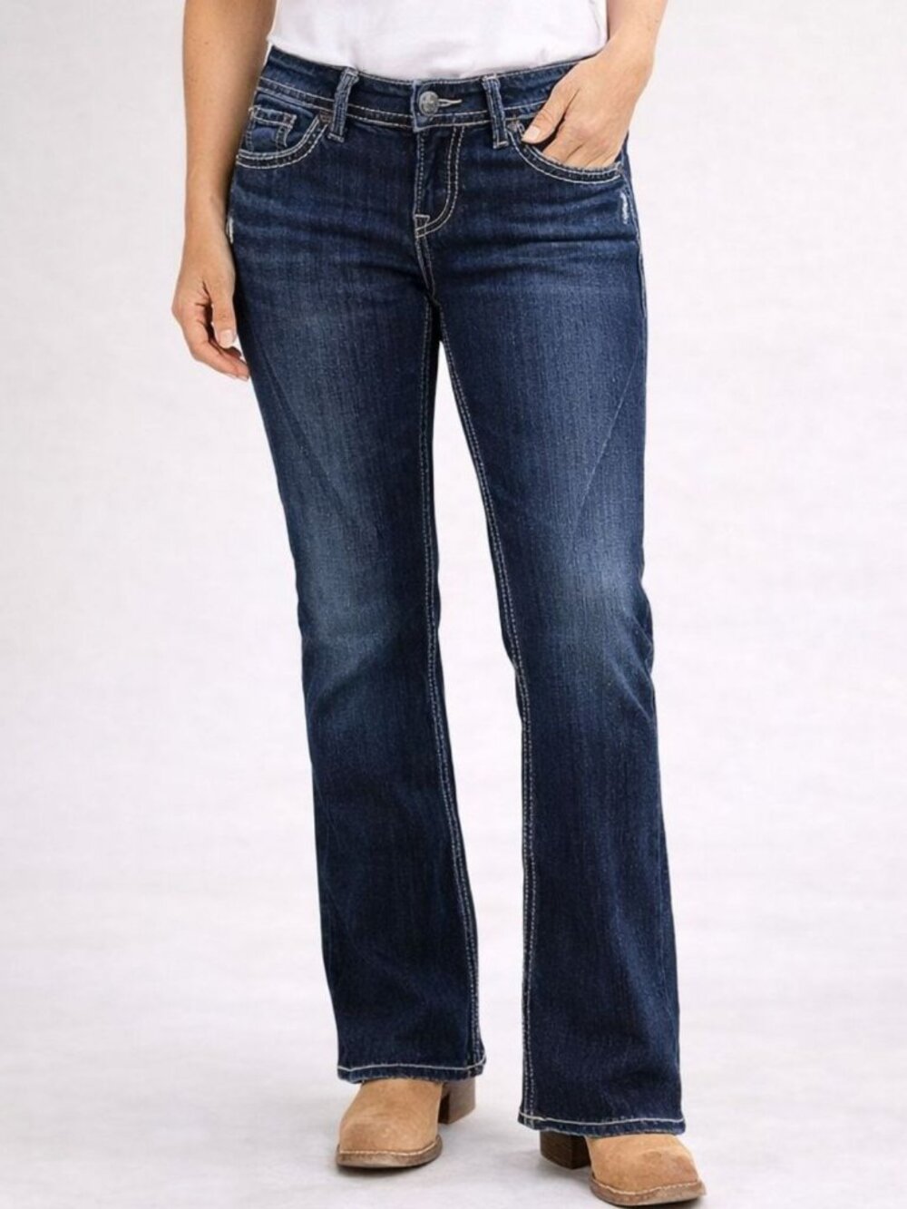Silver Womens Jeans Natsuki Boot Stretch Denim Mid Rise Curvy Fit Size W26 L33